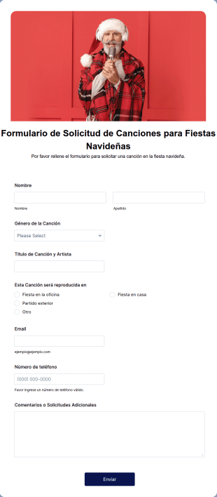 Formulario De Solicitud De Canciones Para Fiestas Navideñas