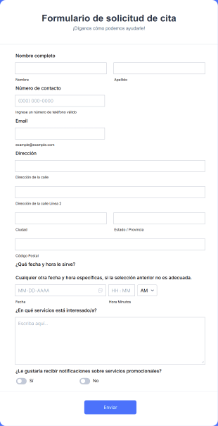 Formulario De Solicitud De Cita