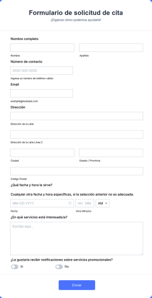 Formulario De Solicitud De Cita