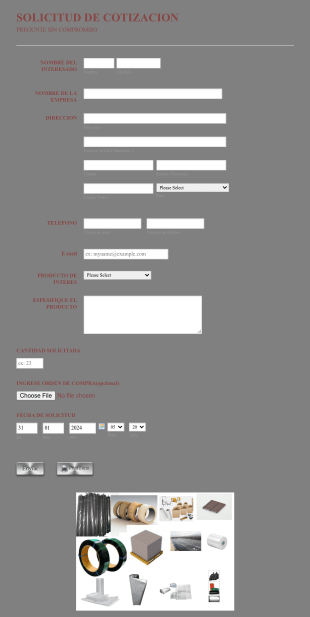 Formulario De Solicitud De Cotización Form Template