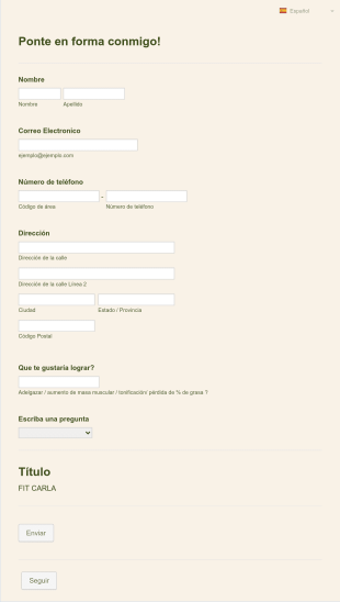 Formulario De Solicitud De Entrenamiento Personal Form Template