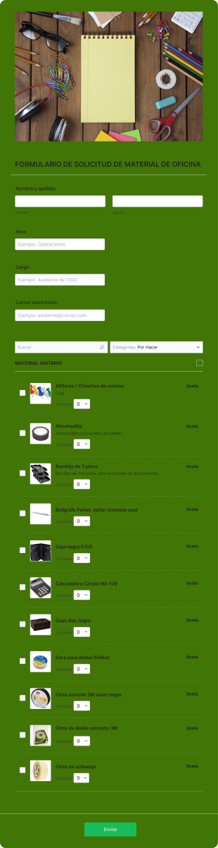 Formulario De Solicitud De Material Form Template