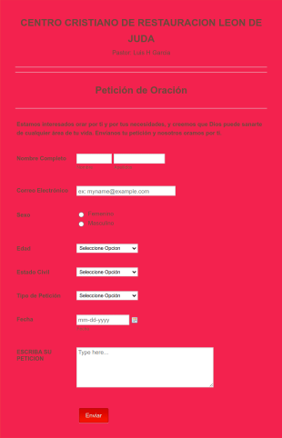 Formulario De Solicitud De Oraciones