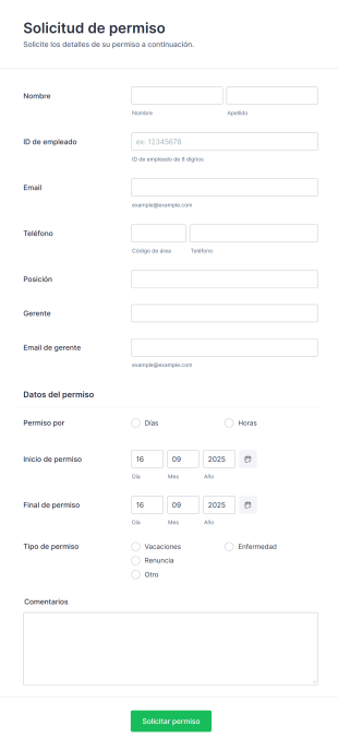 Formulario De Solicitud De Permiso