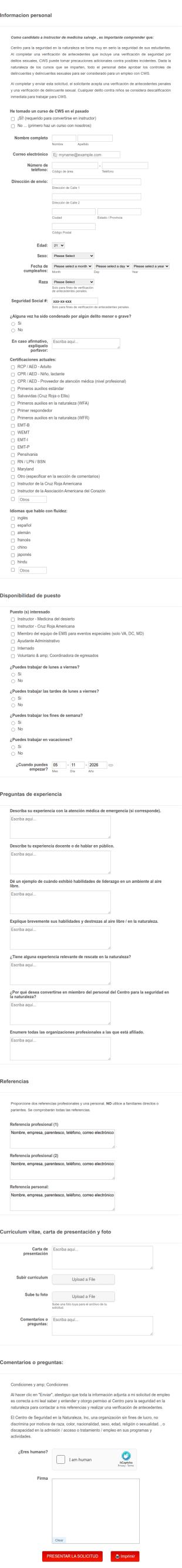 Formulario De Solicitud De Personal Médico