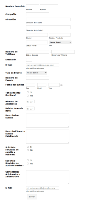Formulario De Solicitud De Reserva Meeting En Hotel