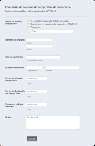 Formulario De Solicitud De Tiempo Libre De Cuarentena