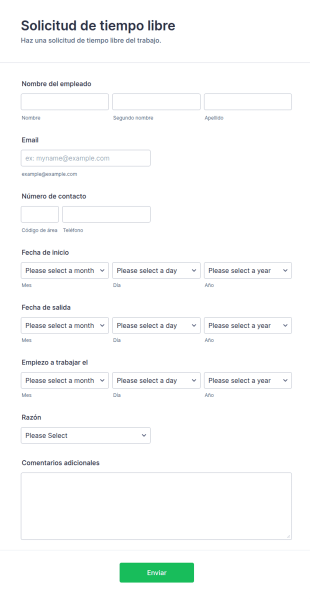 Formulario De Solicitud De Tiempo Libre