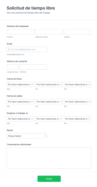 Formulario De Solicitud De Tiempo Libre