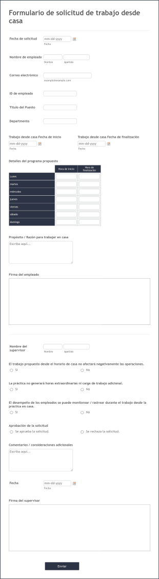 Formulario De Solicitud De Trabajo Desde Casa Form Template