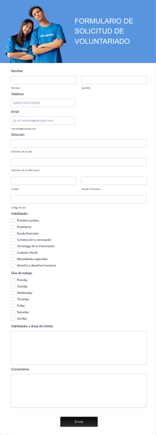 Formulario De Solicitud De Voluntariado