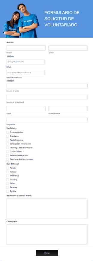 Formulario De Solicitud De Voluntariado