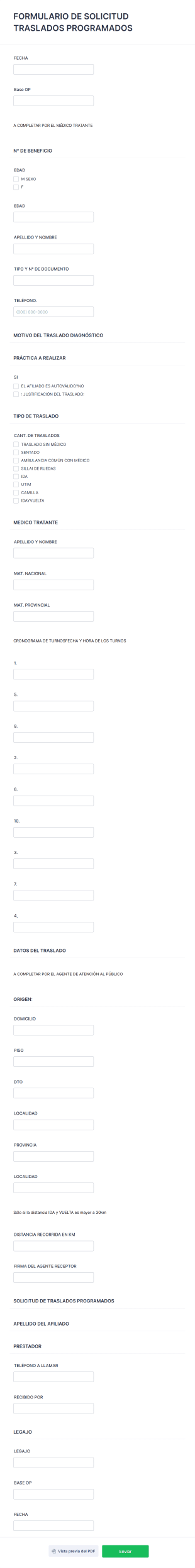 Formulario De Solicitud Traslados Programados Form Template
