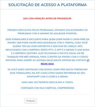 Formulário De Soliticação De Acesso à Plataforma