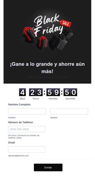 Formulario De Sorteo De Black Friday