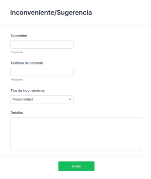 Formulario De Sugerencias Sobre Inconvenientes