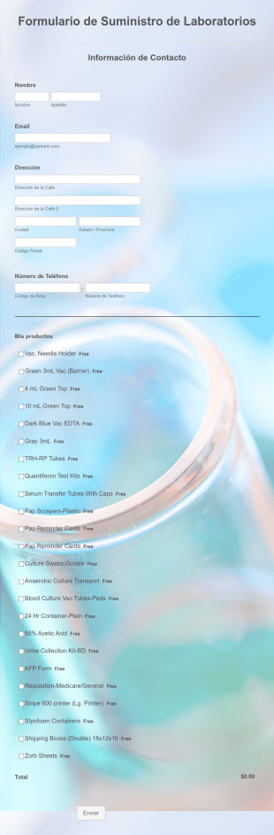 Formulario De Suministro De Laboratorios Form Template