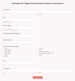 Formulário De Triagem De Funcionários Durante O Coronavírus Form Template