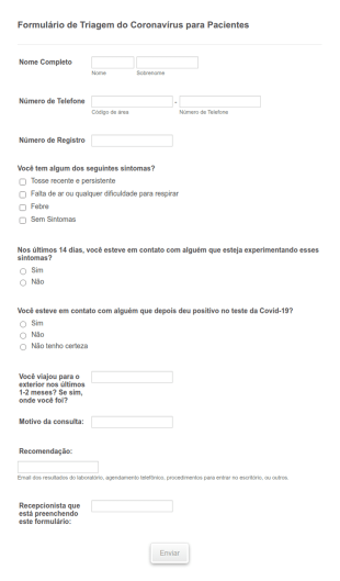 Formulário De Triagem Do Coronavírus Para Pacientes