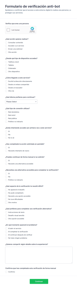 Formulario De Verificación Antibot