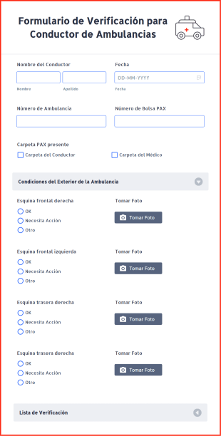 Formulario De Verificación Para Conductor De Ambulancias Form Template
