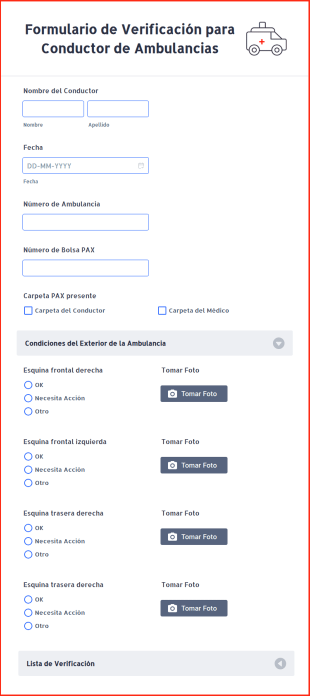 Formulario De Verificación Para Conductor De Ambulancias