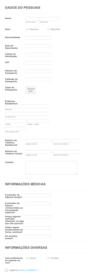 Formulário De Viagem Form Template