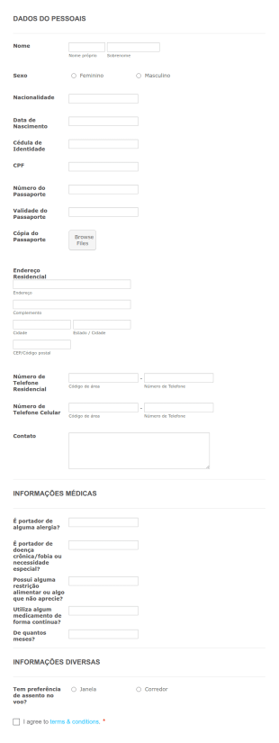 Formulário De Viagem