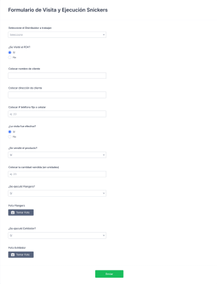 Formulario De Visita Y Ejecución Snickers Form Template