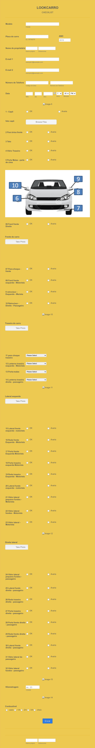 Formulário De Vistoria De Automóvel