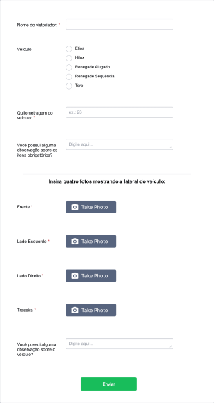 Formulário De Vistoria Dos Veículos