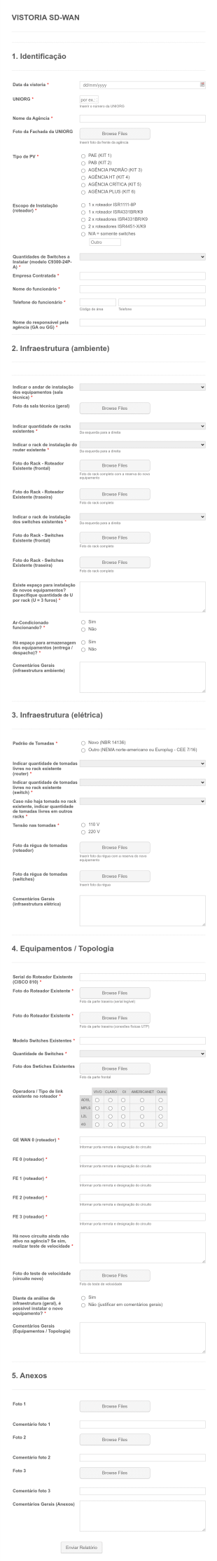 Formulário De Vistoria