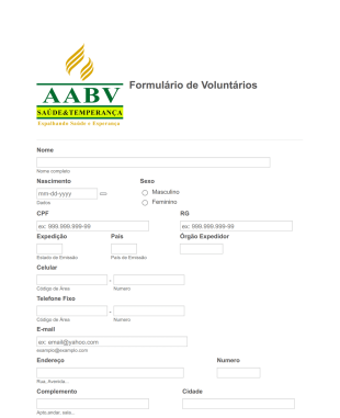 Formulário De Voluntariado