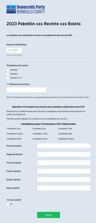 Formulario De Votaciones