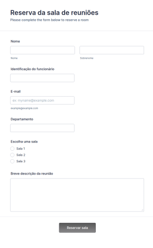 Formulário De Reserva Da Sala De Reuniões