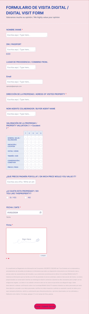 FORMULARIO DIGITAL DE VISITA Inmobiliaria Form Template