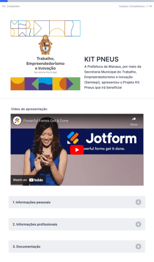 Formulário Do Projeto Kit Pneus Form Template