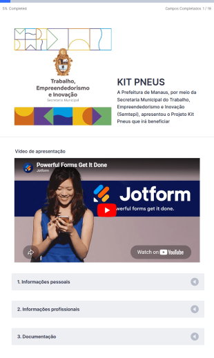 Formulário Do Projeto Kit Pneus