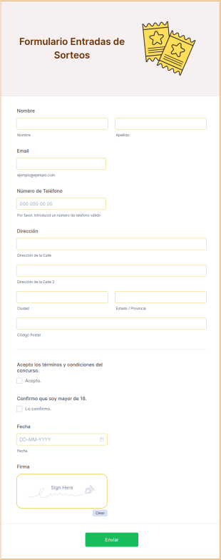 Formulario Entradas De Sorteos