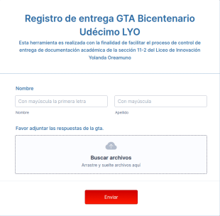 Formulario Entrega De Tareas
