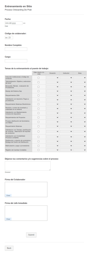 Formulario Entrenamiento A Puestos De Trabajo Administrativos.