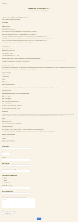 Formulário Escola De Artes