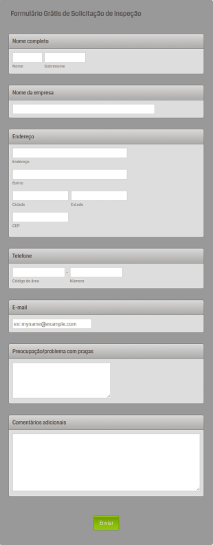 Formulário Grátis De Solicitação De Inspeção