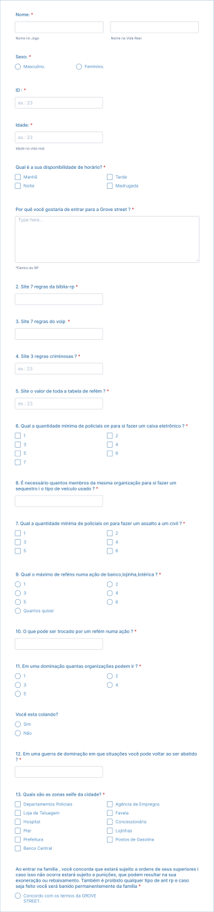 Formulário GROVE STREET   Form Template