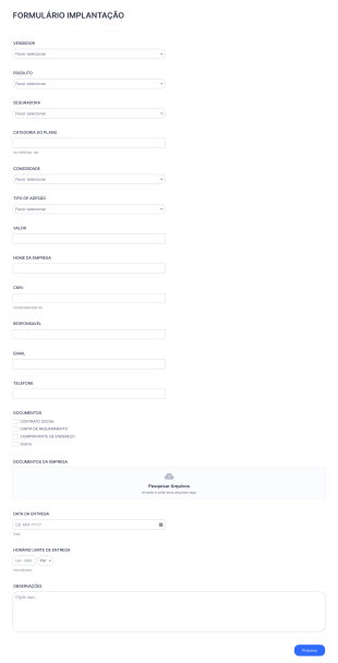 Formulário Implantação