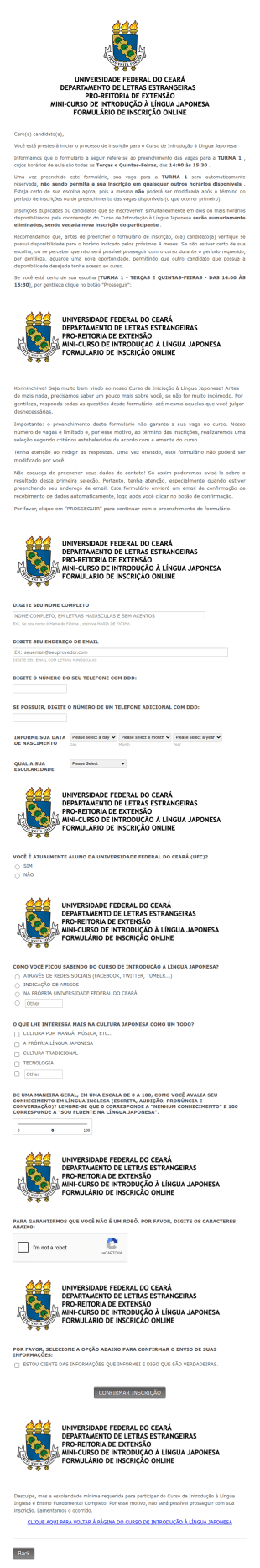 Formulario Inscricoes Turma 1 Tercas E Quintas Feiras 14 00 15 30 2