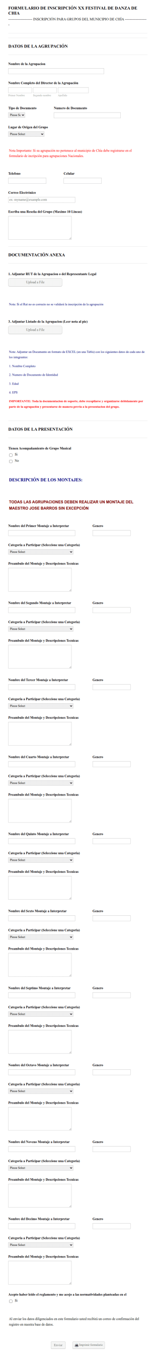 Formulario Inscripción Agrupaciones Chia