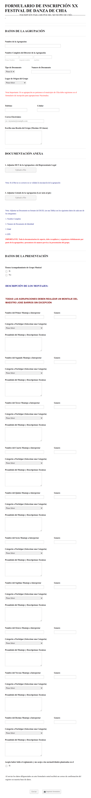 Formulario Inscripción Agrupaciones Chia