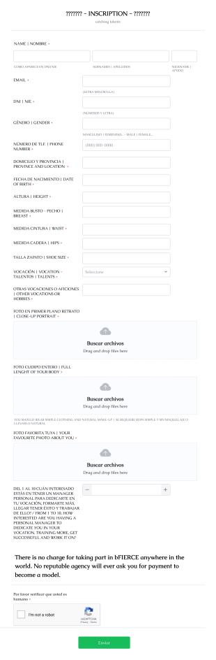Formulario Inscripción Arte Y Modelo Form Template