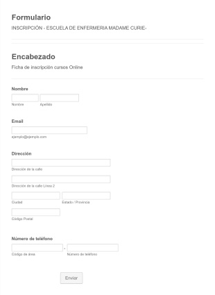 Formulario Inscripción Escuela De Enfermería Madame Curie Form Template